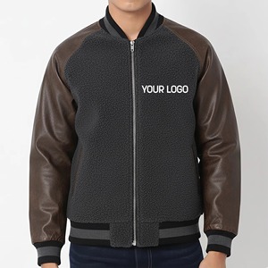 Veste de baseball longue en toile 100 % laine bicolore OEM avec manches en cuir pour homme – Streetwear confortable, respirant et imperméable - Product Image 4