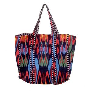 Eco-Friendly Women's 100% Cotton Quilted Tote <b>Bag</b> Long Handle Large Size Multi-Color Made Rajasthan for Beach Tote Groceries - Product Image 4