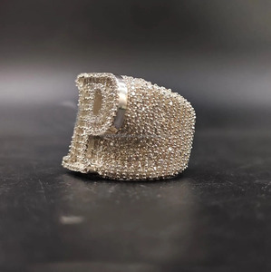 Customizable <b>Initial</b> Letter Iced Out Moissanite Baguette Cut 925 Sterling Silver Rhodium Plated Hip Hop Cluster <b>Ring</b> for Gift - Product Image 2