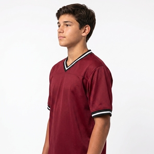 Maillot de football en mesh pour garçons, col en V, maillot d'équipe athlétique, impression personnalisée, vêtements de sport d'entraînement, vente en gros, 100% polyester, hiver - Product Image 3