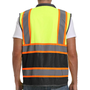Construction Safety Reflective Tape <b>Worker</b> Vest Workwear Waterproof High Visibility Winter Security Zipper Vest <b>Jacket</b> - Product Image 3
