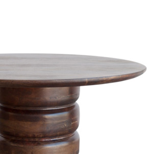 Mesa de Comedor y Café Redonda Moderna de Madera con Base de Pedestal Acanalado, Mesa de Comedor Circular de Lujo en Nogal Oscuro para el Hogar y la Villa - Product Image 6