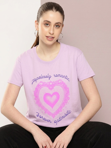 Women's Purple Boxy Fit Screen Printed T-Shirt Comfortable Soft Cotton Fabric Women's T-Shirts Eco-Friendly Custom Logo Print - Product Image 2