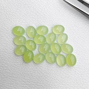 Cabochons ovales lisses en calcédoine verte naturelle de 9mm x 11mm pierre précieuse polie en vrac au prix de gros régulier en ligne - Product Image 1
