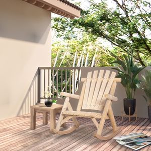 Silla Mecedora Adirondack de Madera Rústica con Diseño de Listones para Interiores y Exteriores, para Patio y Jardín, Color Natural - Product Image 2