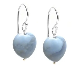 Pendientes de Aro Hechos a Mano con Ópalo Azul, Pendientes de Corazón Envueltos en Alambre Chapado en Oro, Joyería Bohemia para Mujer - Product Image 1