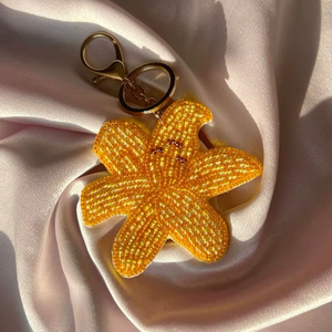 Handmade Beaded Flower Keychain Yellow Floral Cute <b>Bag</b> <b>Charm</b> - Product Image 1