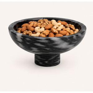 Cuenco de mármol negro con pedestal, plato central de piedra natural con base, cuenco gris hecho a mano para exhibir frutas, para decoración moderna del hogar - Product Image 4