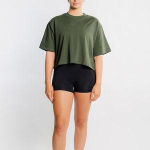 Top Corto para Mujer, para Danza y Yoga, 100% Algodón, Corte Cuadrado Sexy, Estilo Holgado, Mangas Cortas, Camisetas Cortas para Mujer - Product Image 3