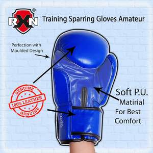 Guantes de boxeo de cuero para competición profesional amateur de calidad estándar azul y rojo de 6oz a 16oz disponibles a precio mayorista - Product Image 6