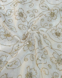 Luxury <b>Sequin</b> Embroidery Lace Fabric Floral Beaded Mesh Fabric African Wedding Party Dress Material - Product Image 6