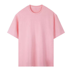 T-shirt en coton uni surdimensionné pour homme, manches courtes, col rond, coupe décontractée, longueur normale, tricot jersey, design uni - Product Image 3