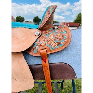 Selle de cheval en cuir faite à la main, selle d'équitation western haut de gamme, équipement équestre personnalisé avec coutures robustes et rembourrage confortable - Product Image 6