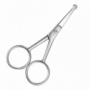 Nose Scissor Straight 4.5 Inch <b>Rounded</b> Tip Stainless Steel Grooming Scissors Facial Hair Nose Ear Trimming Professional Tool - Product Image 4