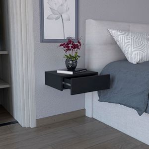 Milano <b>Floating</b> Nightstand Black <b>Wall</b>-Mounted End Table with Drawer for Bedroom - Product Image 4