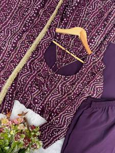 Salwar Kameez imprimé Bndhani, longueur standard, pour femmes, robe traditionnelle indienne pakistanaise pour mariage et fête, coupe standard, séchage rapide - Product Image 5