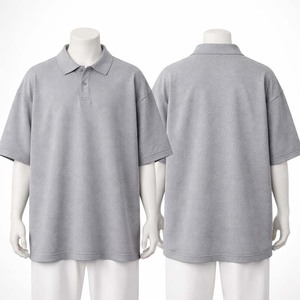 Polo Personalizado para Hombre, Talla Grande, Color Gris Jaspeado, Manga Corta, Corte Holgado, Mezcla de Algodón, Estilo Casual Urbano, Polo Liso al por Mayor - Product Image 1