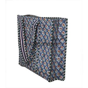 Women's Large Striped Cotton Quilted Tote <b>Bag</b> with Long Handles Sustainable & Sturdy for Groceries & Daily Use - Product Image 1