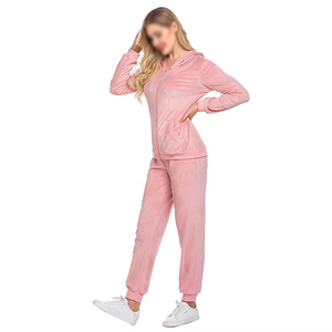 Gran oferta, personalizado, algodón, ajustado, cremallera completa con bolsillos, trajes de entrenamiento para correr para mujer, chándal para correr Fitness, chándales - Product Image 3