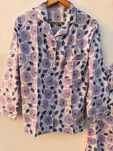 Hand Block <b>Print</b> Cotton Pajama <b>Set</b>: Indian Floral Nightwear - Product Image 2
