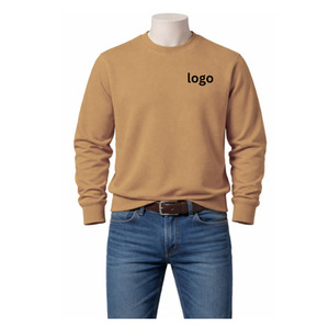 Sweat-shirt à col rond en molleton brodé vert clair, polyester/coton, 360g, écologique, uni, manches longues, hiver, OEM - Product Image 3