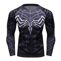 Camiseta Deportiva de Manga Larga para Hombre, Personalizada, con Diseño de Telaraña, Compresión, Transpirable, Antibacteriana, de Secado Rápido, Estampada