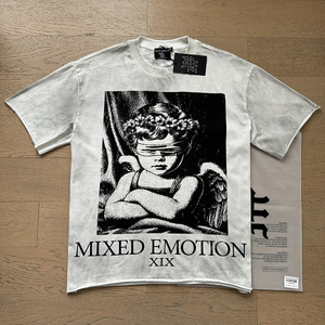 T-shirt Homme Manches Courtes MIXED EMOTION Été, Motif Strass Vierge Avant et Arrière, Style Streetwear Hip-hop Oversize Décontracté Vintage - Product Image 5