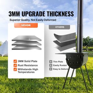 Stufa a Legna Portatile in Acciaio Legato da 118 Pollici con Tubi per Canna Fumaria e Guanti, Braciere da 3000 Pollici Cubici per Campeggio - Product Image 5