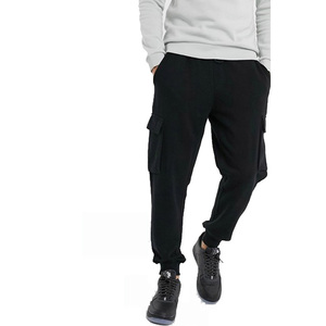 Pantalones Deportivos Cargo Negros para Hombre, Cintura Elástica, Múltiples Bolsillos, Joggers Casuales, Transpirables, de Algodón, para Otoño - Product Image 1