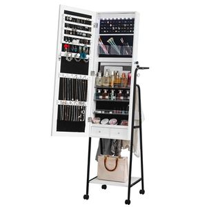 Full Mirror White Light Beads Detachable Foldable Hanging Bar Back Wood Flooring Style Storage Shelves for Jewelry Organizer - Product Image 6