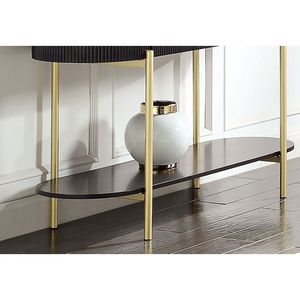 Gorgeous 1pc <b>Console</b> <b>Table</b> with Dark Walnut Finish White Faux <b>Marble</b> <b>Top</b> & Open Bottom Shelf for Living Room - Product Image 3