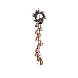Guirnalda de Campanas Navideñas de Hierro Vintage Personalizadas OEM con Cuerda de Yute, Campanas Colgantes con Acabado Antiguo para Puerta Navideña - Product Image 1