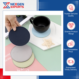 Standard Quality Best Selling Waterproof Heat-Resistant PU Leather Coffee Mat Coasters 10x10cm Modern Luxury Classic Bulk - Product Image 3