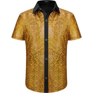 Chemise disco pour garçons 2025 avec paillettes, boutonnée, costume de fête des années 70, vêtements de scène pour enfants - Product Image 4