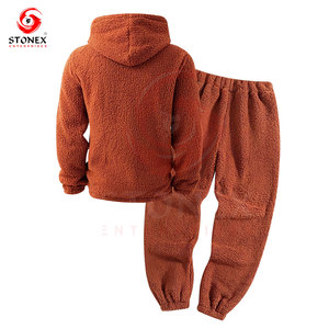 Men's Sherpa Fleece Zip-Up Embroidered Tracksuit Winter Two-Piece <b>Set</b> Warm Hoodie Sweatpants Casual Streetwear Comfortable - Product Image 3