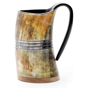 Corne à boire authentique en corne de buffle Viking, 100% naturelle, faite à la main, gobelet traditionnel, vente en gros, mug à bière et hydromel - Product Image 1