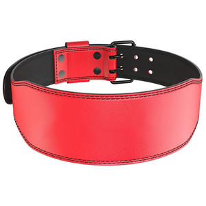 OEM Service Cowhide Adjustable Non-Slip Reversible Weightlifting <b>Belts</b> for Barbell Gym-Customizable Unisex Black & <b>Red</b> - Product Image 2