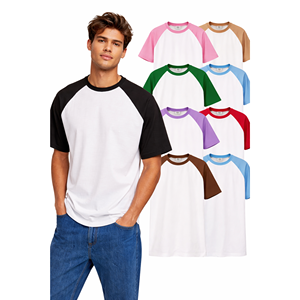 Camiseta de Manga Corta Raglán Extra Grande para Hombre, Diseño Personalizado, 100% Algodón, Tejido Grueso, Color Sólido, Lisa - Product Image 6