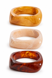 Ensemble de 3 bracelets en résine faits à la main, effet marbre écaille de tortue, bijoux épais, vente en gros OEM ODM - Product Image 2