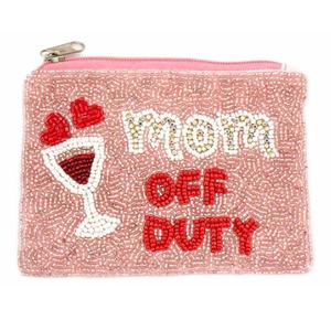Mom Off Duty Beaded Coin Purse with Top Zipper Closure Small Coin Collect <b>Pouch</b> Perfect Carry to <b>Key</b> Cash & Card Use Women Gift - Product Image 1