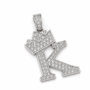 Colgante de Plata de Ley 925 con Letra Corona y Moissanita, Charm Personalizado con Letra para Regalo y Uso Diario, Joyería de Moda - Product Image 3