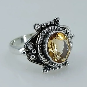 Anillo de Plata de Ley 925 con Citrino, Estilo Boho, para Mujer, Gema Amarilla Ovalada, Joyería, Piedra de Nacimiento de Noviembre - Product Image 2