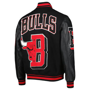 Custom Men's Wool Letterman Winter Varsity Jacket Stand Collar Black Red Embroidery Logos Breathable Plus Size Oem Service - Product Image 4
