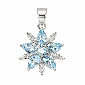 Colgante Clásico de Aguamarina y Diamantes en Plata de Ley 925 con Baño de Rodio - Product Image 6