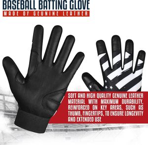 Gants de frappe - Gants de baseball et de softball avec drapeau américain pour jeunes, adultes et unisexe - Product Image 5
