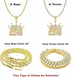 Statement Gold Plated Pendant with Diamond <b>king</b> Accents Unisex Hip Hop Jewelry for Street Style Fashion - Product Image 3