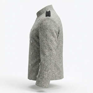 Montrose Herren Vintage Wintermantel mit Epauletten Grauer Wollmantel Zweireihig mit Stehkragen - Product Image 2