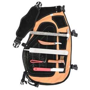 Tablier de fermeur en cuir avec couteau à sabots, couteau courbé, râpe, lime, marteau à clous, outil de ramassage et pioche à boue - Product Image 1