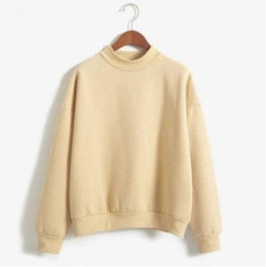 Prix abordable – Nouveau pull molletonné uni pour femme, col montant, coupe ample - Product Image 4