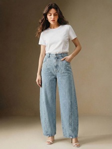 Jeans ajustados elásticos de tiro alto azules 2026 transpirables con lavado a la piedra vintage para mujer, tallas grandes, pantalón vaquero OEM a precio económico - Product Image 6